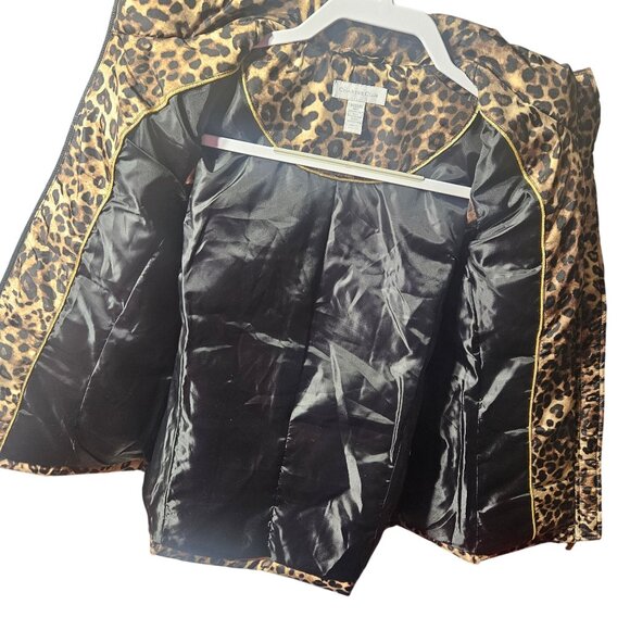 Leopard Print Puffer Vest With Zipper Closure & Snap Pockets By Charter Club Siz - Picture 6 of 9